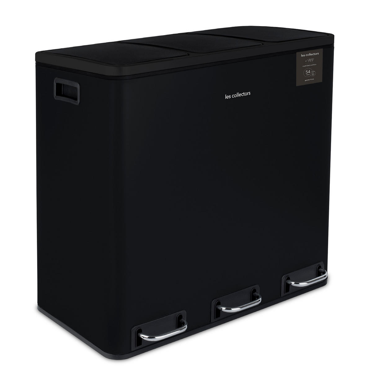 RECYCLINGMÜLLEIMER 54L, 3x18L Behälter, Schwarz N°988 - Schwarz, Metall (61.5/56/34.5cm) - Les Collectors
