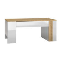 COUCHTISCH Adagio weiß Hochglanz / Eiche castello 109 / 60 / 48cm - Weiß/Braun, Holz/Holzwerkstoff (60/109/48cm) - Feldmann-Wohnen