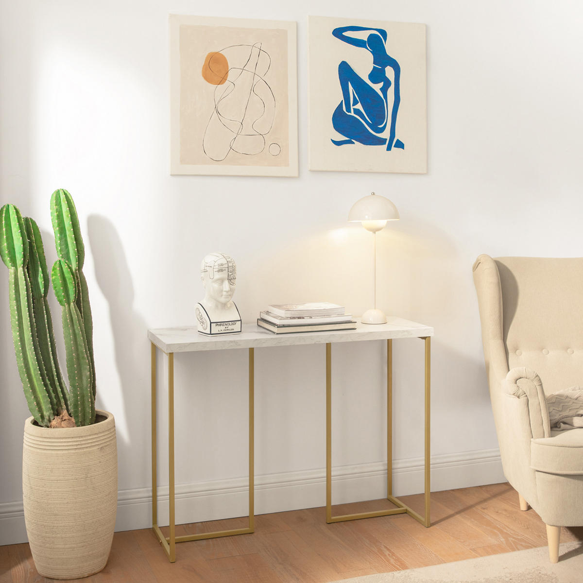 KONSOLENTISCH Golden - Goldfarben, Holzwerkstoff (36/100/75cm) - SoBuy