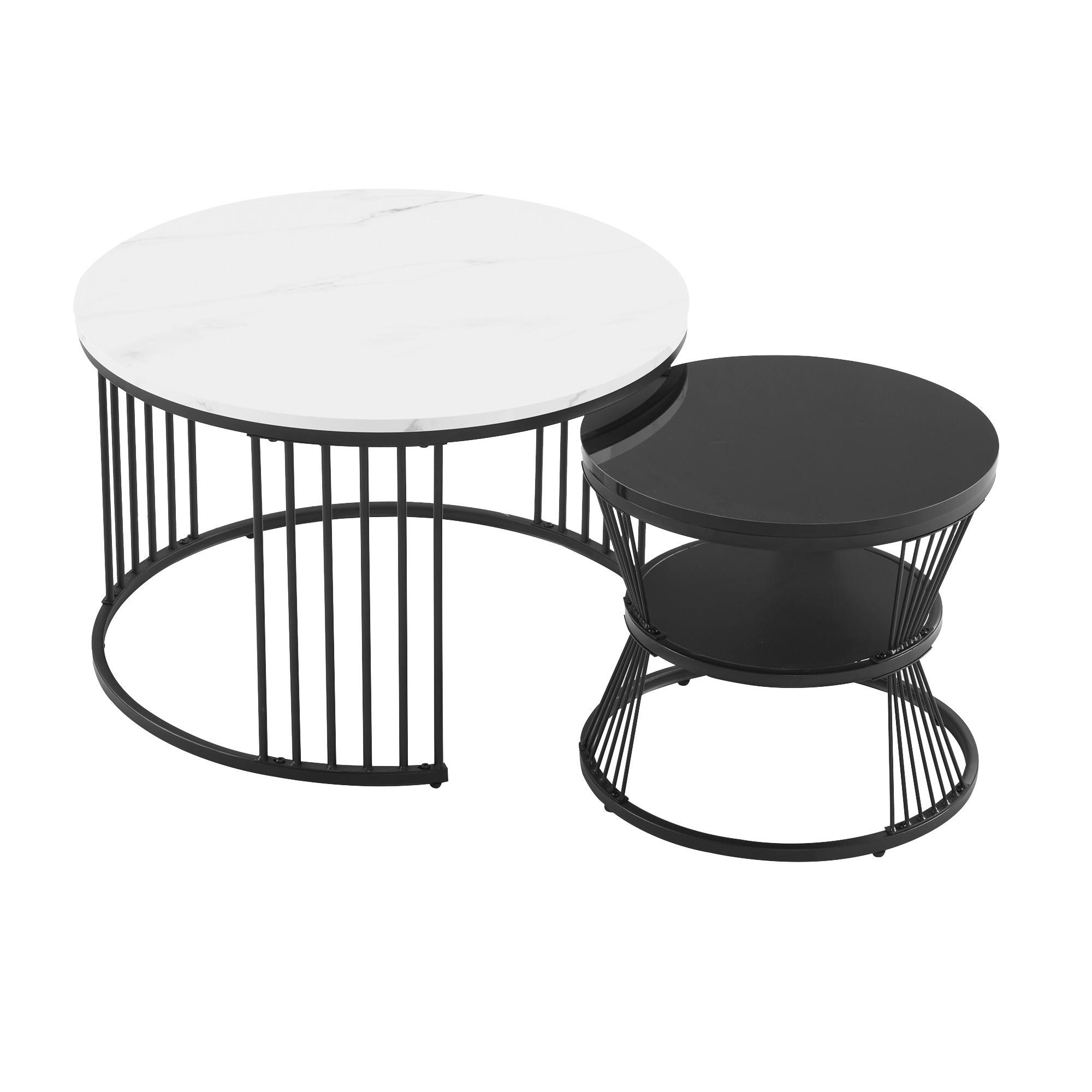 COUCHTISCH Nesting 2er-Set Schwarz/Weiß - Weiß, Metall (115/45/45cm) - ComfortXL