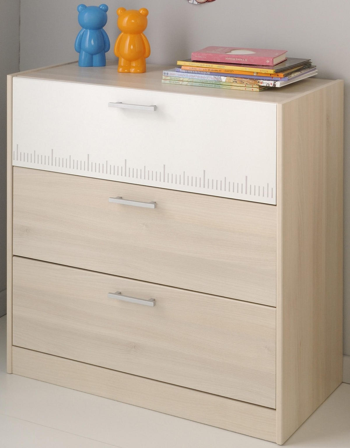 JUGENDZIMMER Set 6-tlg Kleiderschrank Schreibtisch Bett 90x200 - Silberfarben/Weiß, Holz/Holzwerkstoff (90/179/200cm) - Parisot Meuble