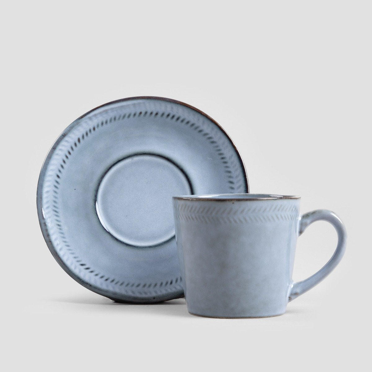 TASSE Bluejeans mit Untertasse blau 0,2 l 6er-Set - Blau, Keramik (0.2L) - Homla