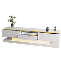 LOWBOARD 180/38/45 cm aus Holzwerkstoff mit Hochglanzfront und LED-Beleuchtung Weiß/Gold - Weiß, Holzwerkstoff (180/45/38cm) - Modenvie