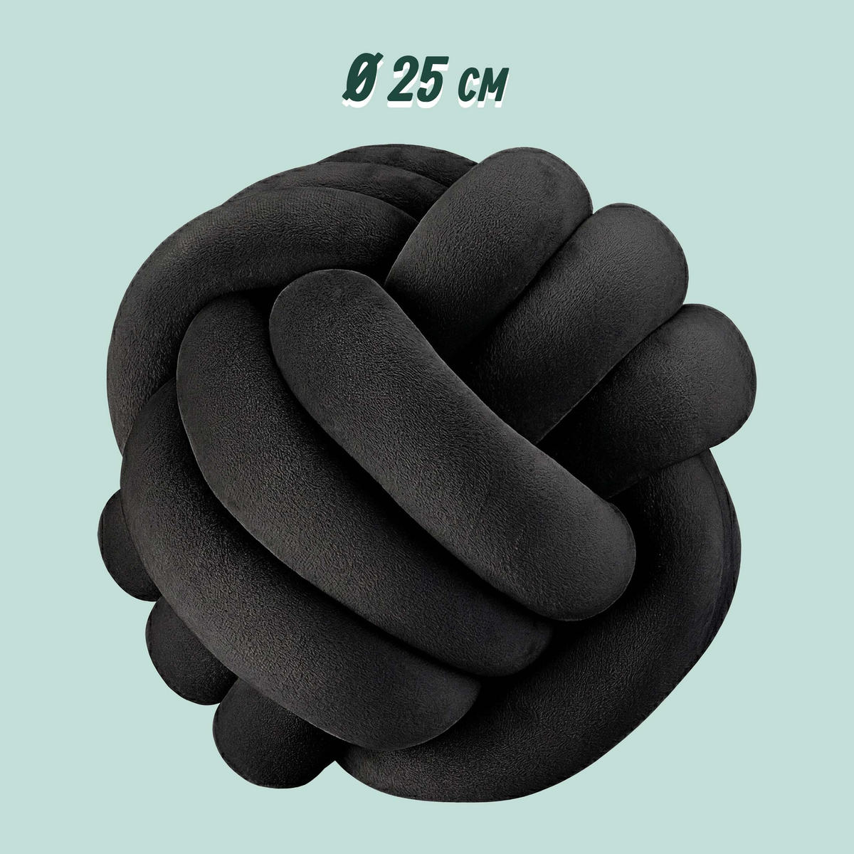 VANKÚŠ Čierny uzol 25 cm polyester - čierna, textil/plast (25/25cm) - Relaxdays