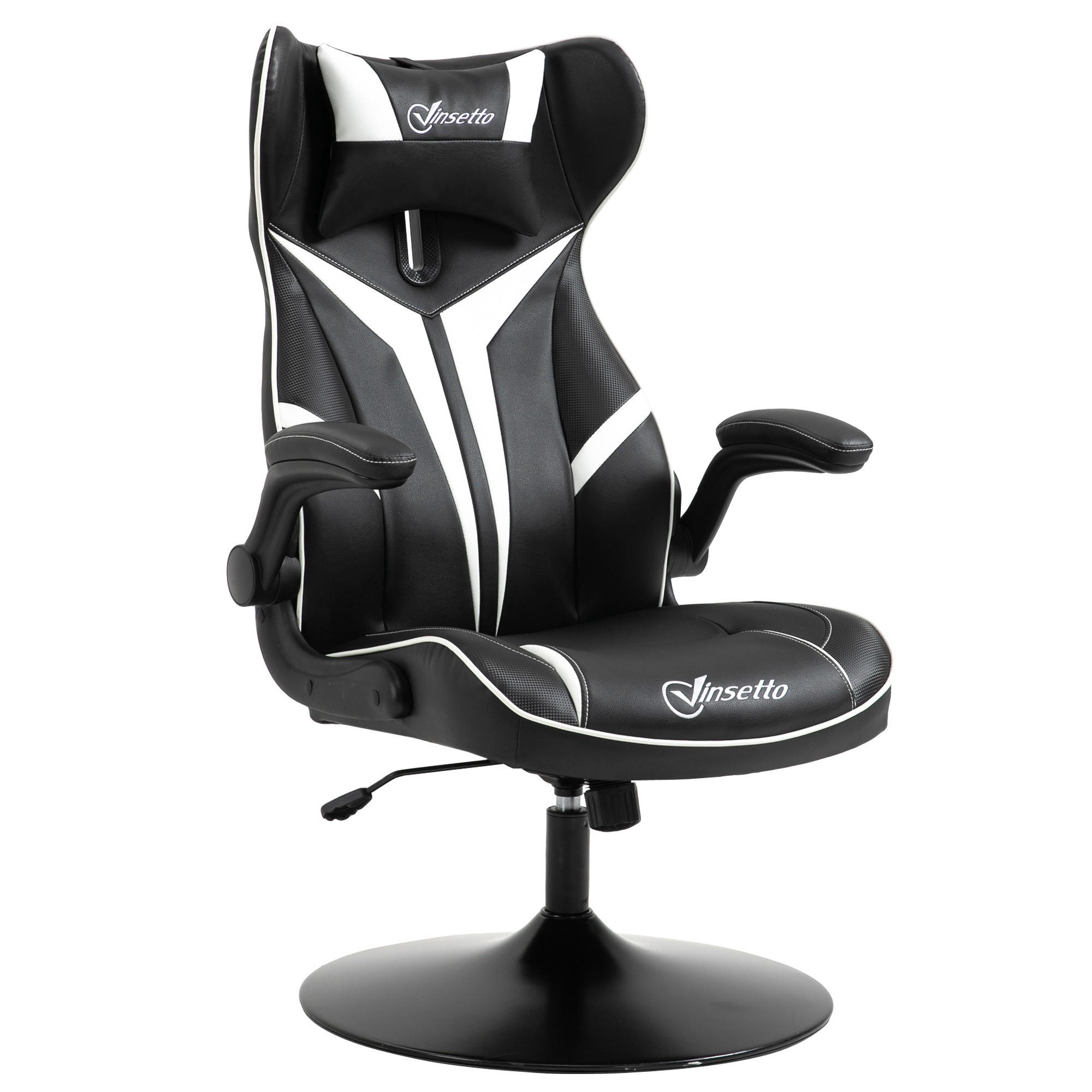 GAMING Stuhl, Drehstuhl, Schwarz+Weiß - Schwarz/Weiß, Kunststoff (70/112/67cm) - Vinsetto