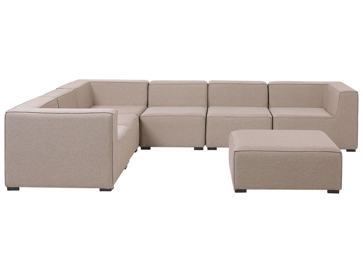 LOUNGE SET 7-Sitzer beige linksseitig modular Arezzo - Beige, Textil - Beliani