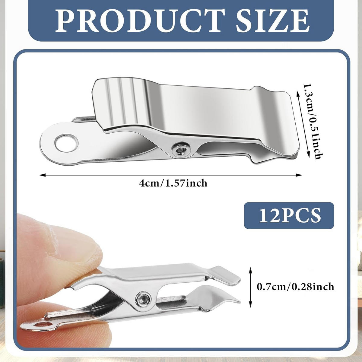 FEDERKLEMMEN – geeignet für Bastelarbeiten, Drähte, Fotos, Vorhänge usw., 12er-Packung – silber - Silberfarben, Metall (4/1.3/1cm) - DCA
