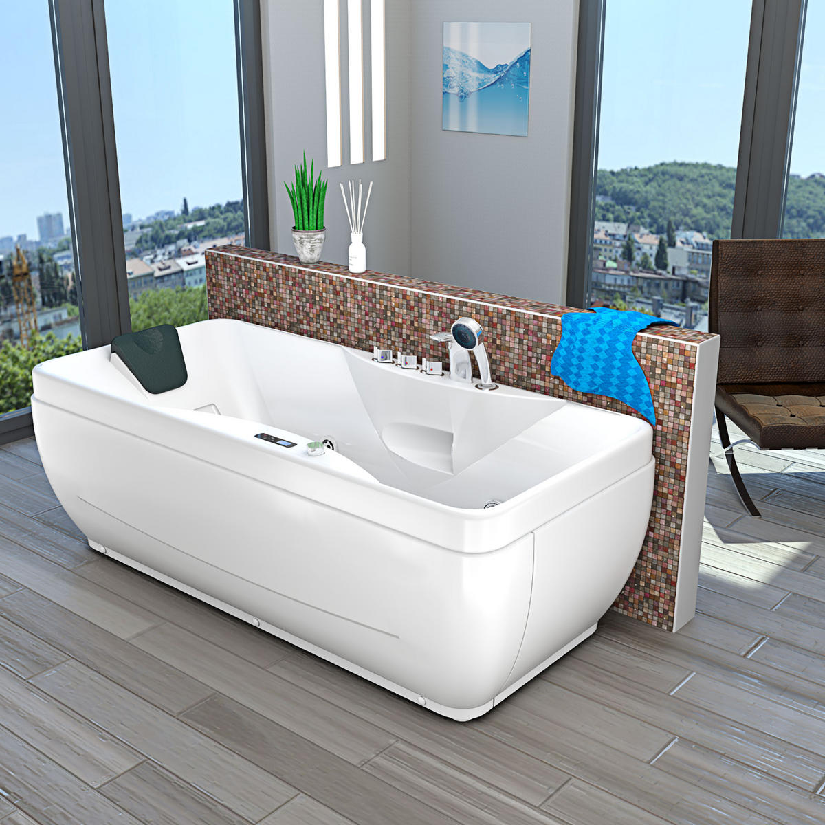 WHIRLPOOL Pool Badewanne Wanne W49-PL 170x80cm - Weiß, Glas/Kunststoff (80/56/170cm) - AcquaVapore by Sandra Jentho