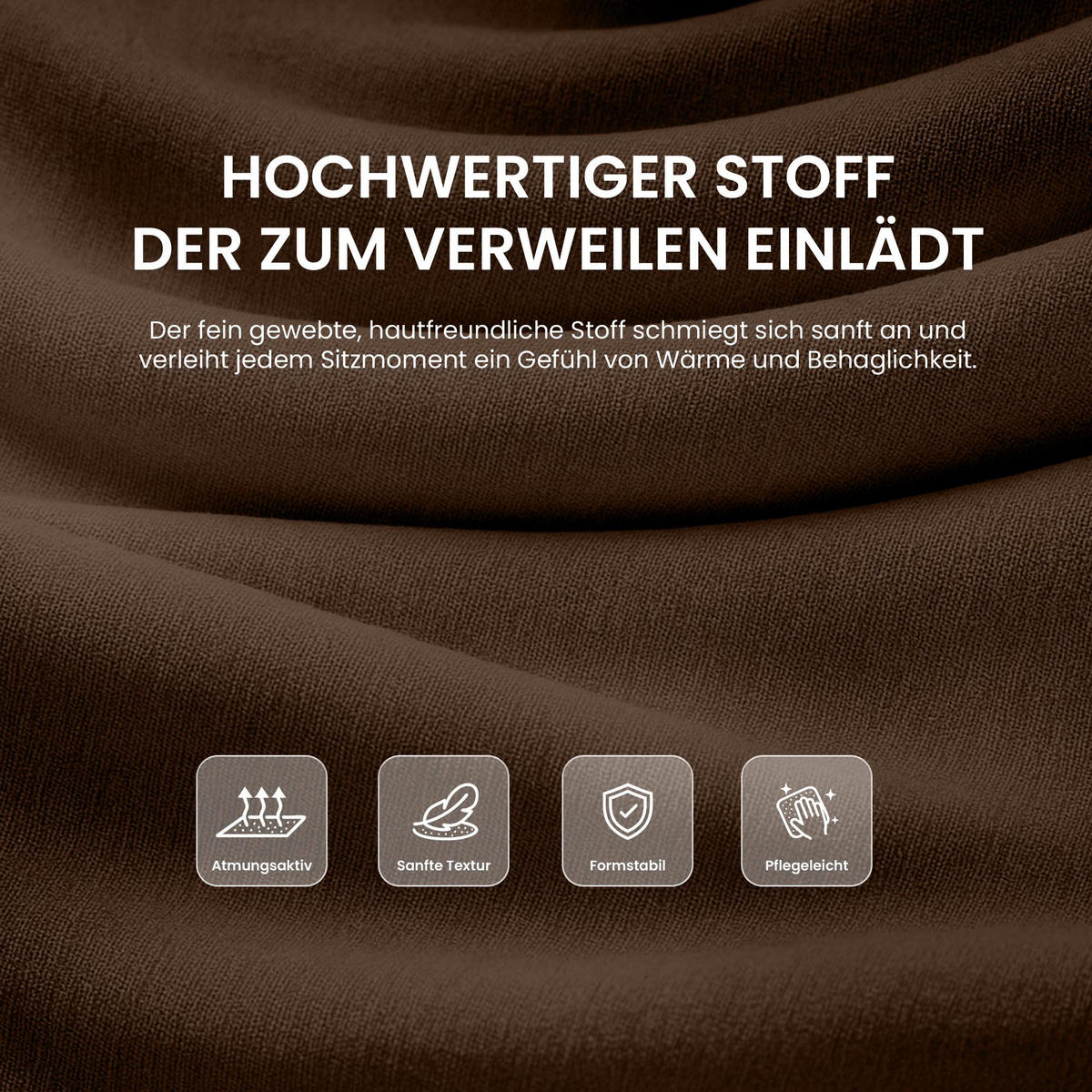 BARHOCKER Stoff Braun - Eukalyptusholzfarben/Braun, Holz/Textil (55/99/46cm) - CLP