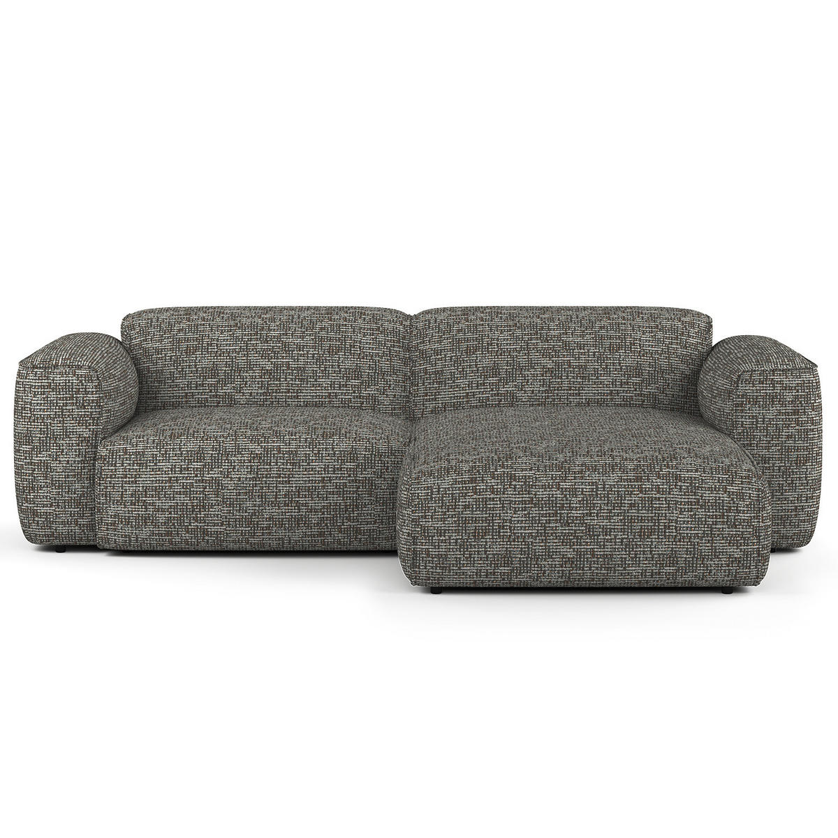 1,5-SITZER ECKSOFA mit Longchair - Schwarz/Grau, Kunststoff/Textil (260/173cm) - home24