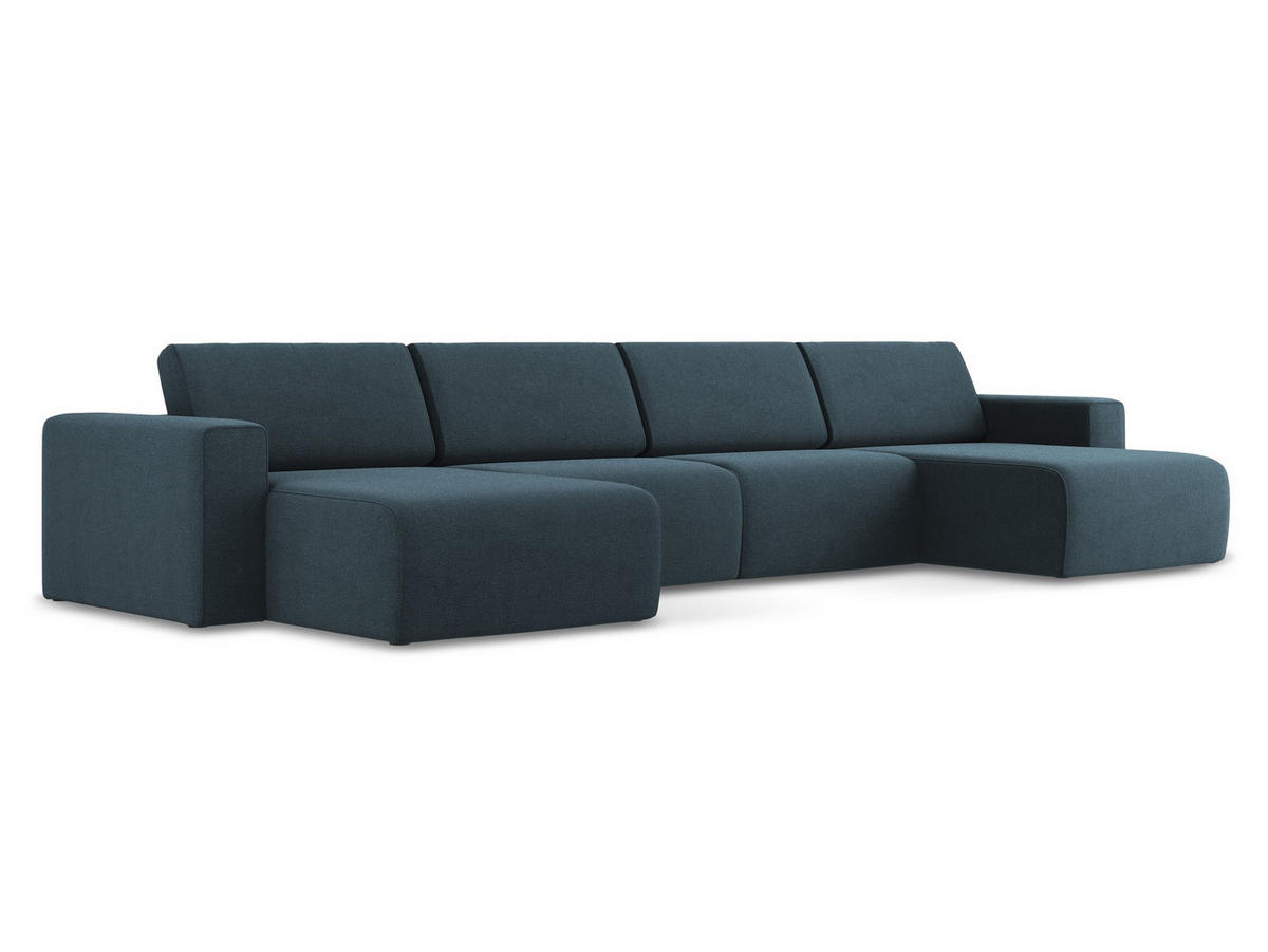 WOHNLANDSCHAFT Strukturstoff Stoff Blau - Blau/Pink, Kunststoff/Textil (404/80/167cm) - Makamii