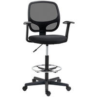 ARBEITSSTUHL Mesh Zeichenstuhl 360° Bürostuhl mit Fußring höhenverstellbar - Schwarz, Kunststoff/Textil (56/132/60cm) - Vinsetto