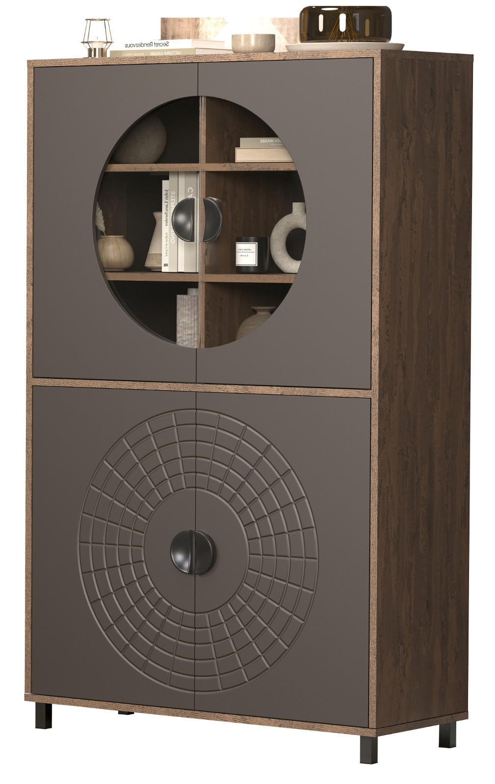 VITRINE Bronze und Rostoptik 97 x 163 cm, Highboard mit Soft-Close - Rostfarben/Schwarz, Glas/Holzwerkstoff (97/163/42cm) - Top.Furn