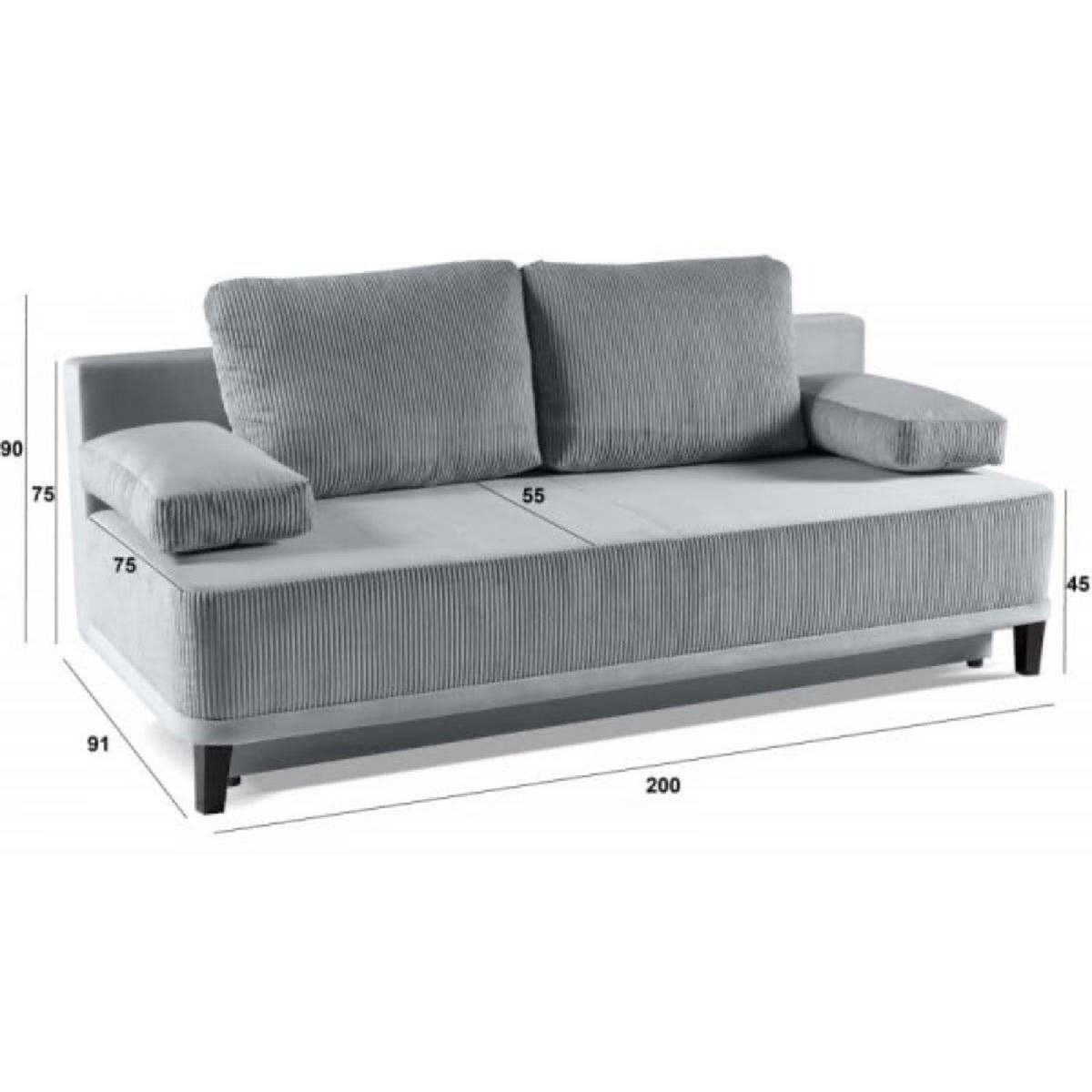 SOFA Beige OSLO Mit Schlaffunktion - Beige, Textil (200/90/91cm) - Sepro Meble
