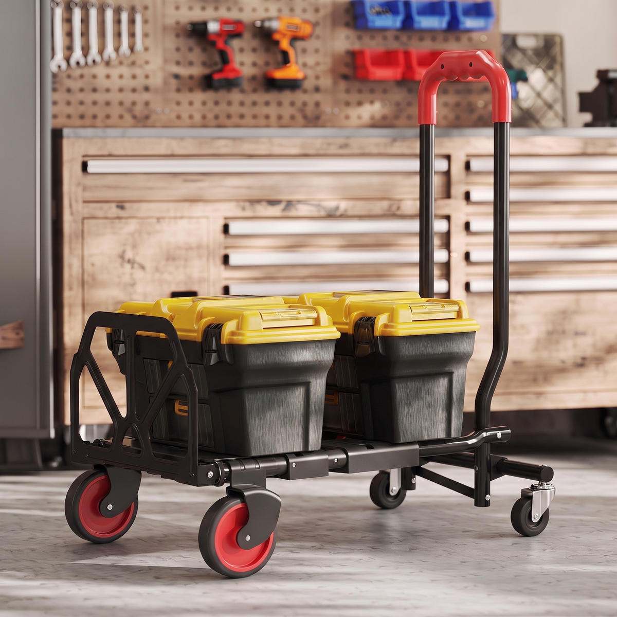 KLAPP-SACKKARRE Stahl Schwarz - Schwarz, Metall (44/78/83cm) - HOMCOM