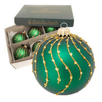 CHRISTBAUMKUGELN Goldstreifen Grün 8cm (Glas / 6 Stk.) - Grün, Glas (8/8/8cm) - Krebs Glas Lauscha