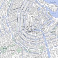 FOTOTAPETE Stadtplan von Amsterdam 279 x 279 cm - Blau, Papier (279/279cm) - ESTAhome