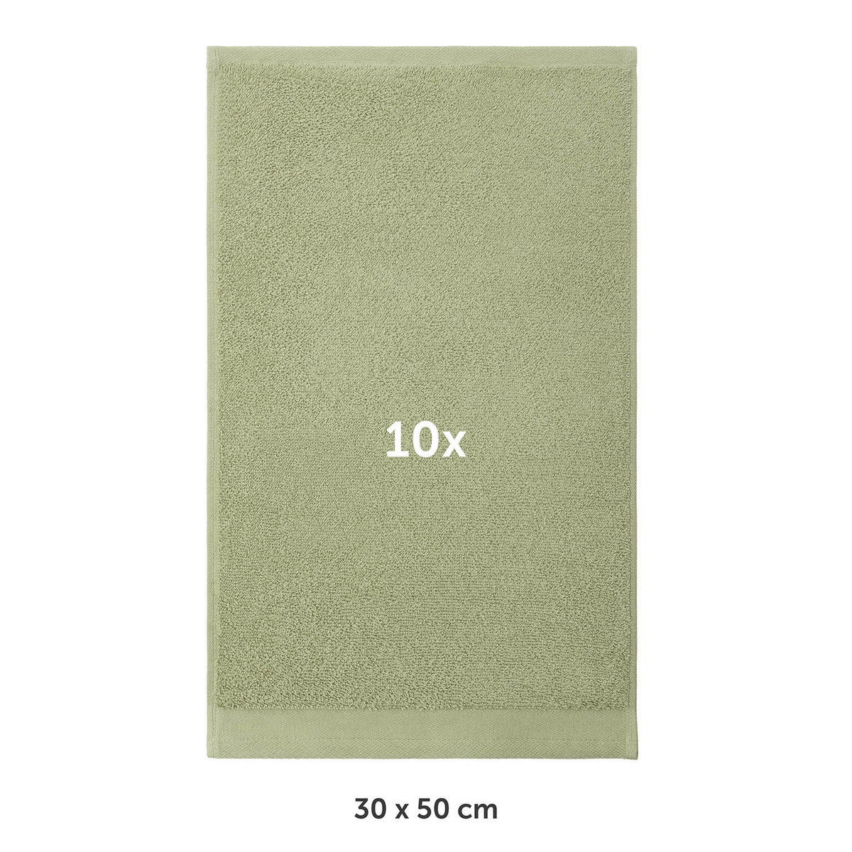 GÄSTETUCH 10er-Set, 10x Gästetuch 30/30 cm, Hellgrün - Hellgrün, Textil (30/30cm) - Blumtal