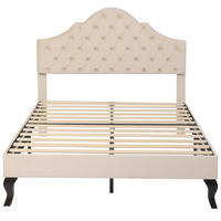 POLSTERBETT 140/200 cm DE-00087, in Beige, verstellbarem Kopfteil - Beige, Holz (140/190cm) - ComfortXL