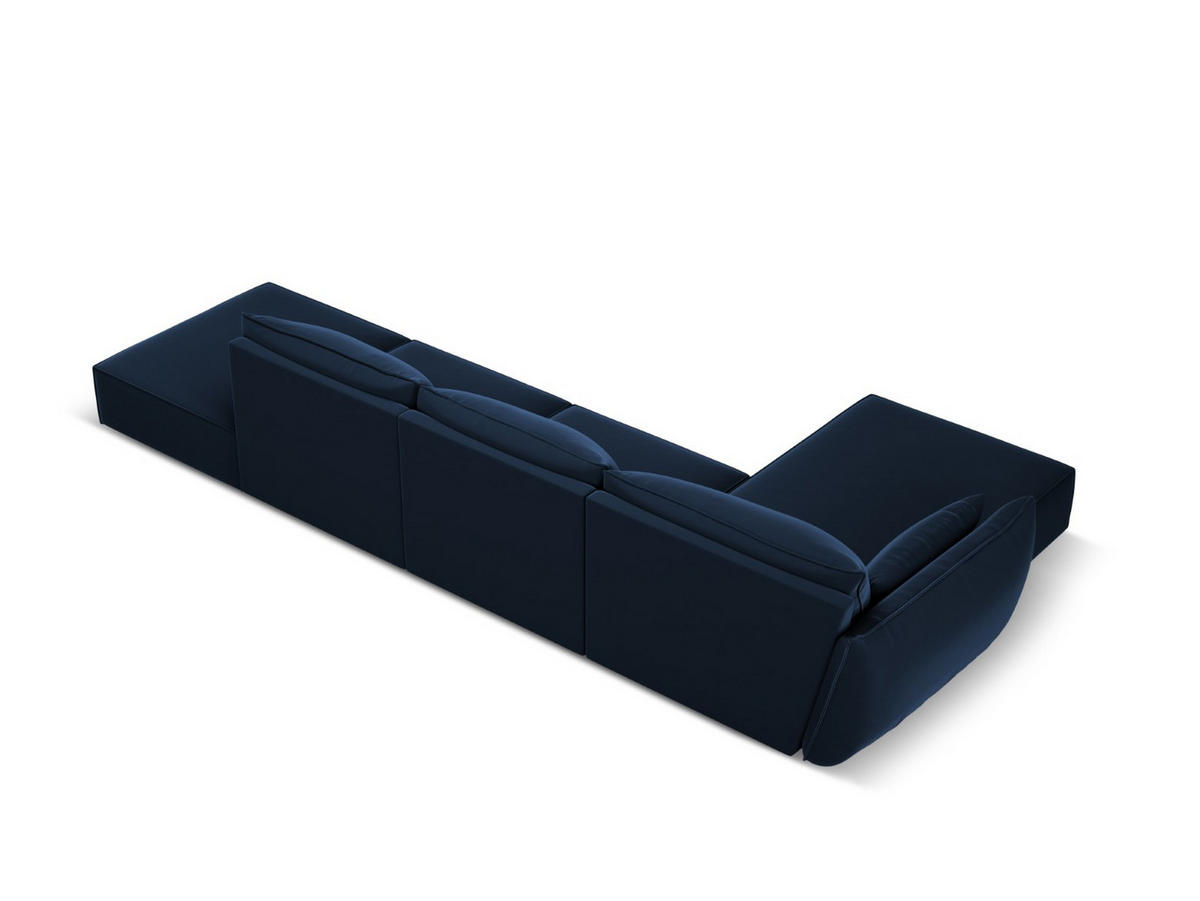 ECKSOFA links Kaelle aus Samt königsblau 5 Sitzplätze - Blau, Textil (171/364cm) - Micadoni
