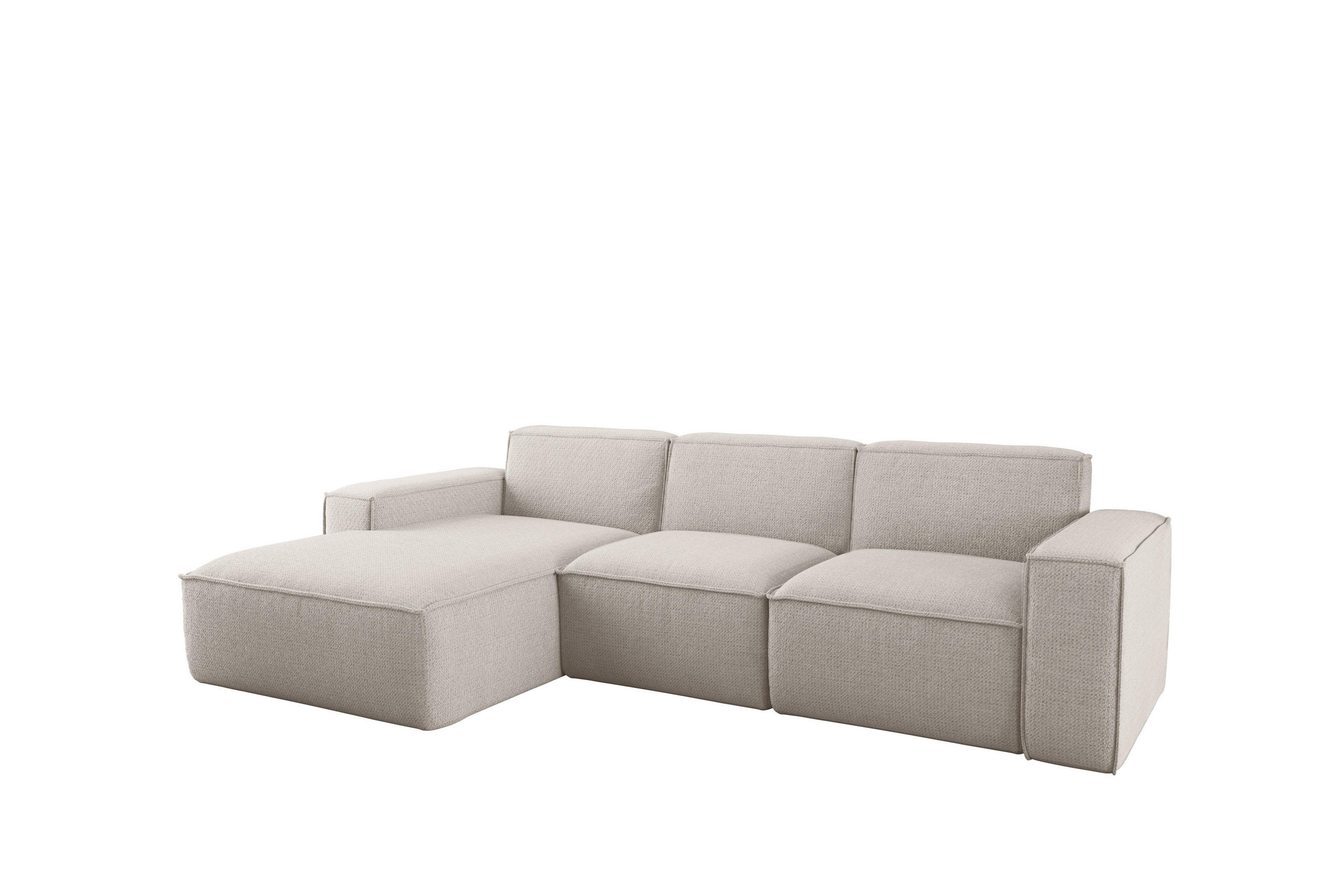 ECKSOFA L-Form Siena Stoff Artico Nata Links - Ecru, Holz (165/266cm) - Kaiser Möbel