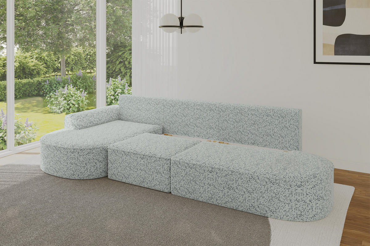 ECKSOFA mit Schlaffunktion Ottomane Links MARI L2-S 368X167X85 Grün Velours - Smaragdgrün/Schwarz, Holzwerkstoff/Kunststoff (368/167cm) - ALTDECOR
