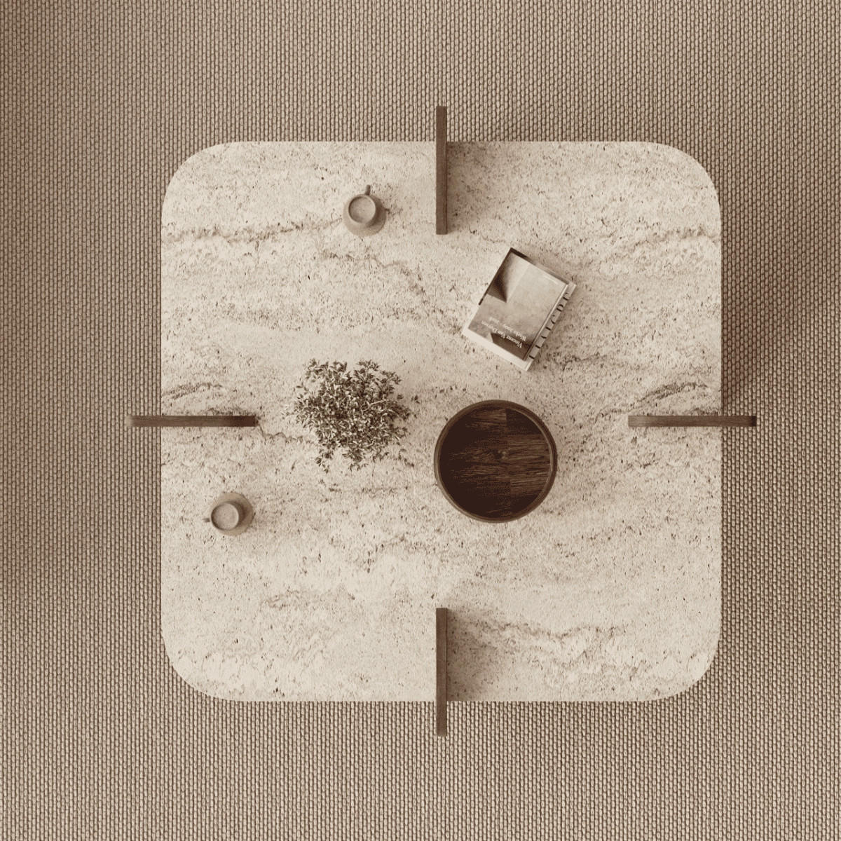 COUCHTISCH mit asymmetrischen Beinen 90/90/35 cm - Eichefarben, Holzwerkstoff (90/90/35cm) - Calicosy