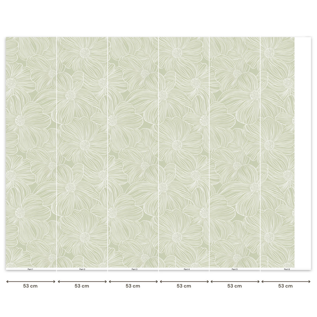 TAPETE - Gelassenheit - Blumen - Grün - 300x240 cm - Salbeigrün, Papier (300/240cm) - OnlyWow