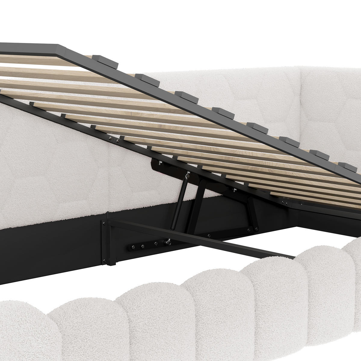 POLSTERBETT aus Vliesimitat 90x200 cm in Weiß mit LED & USB-C-Anschluss - Weiß, Textil (90/200cm) - Modfu