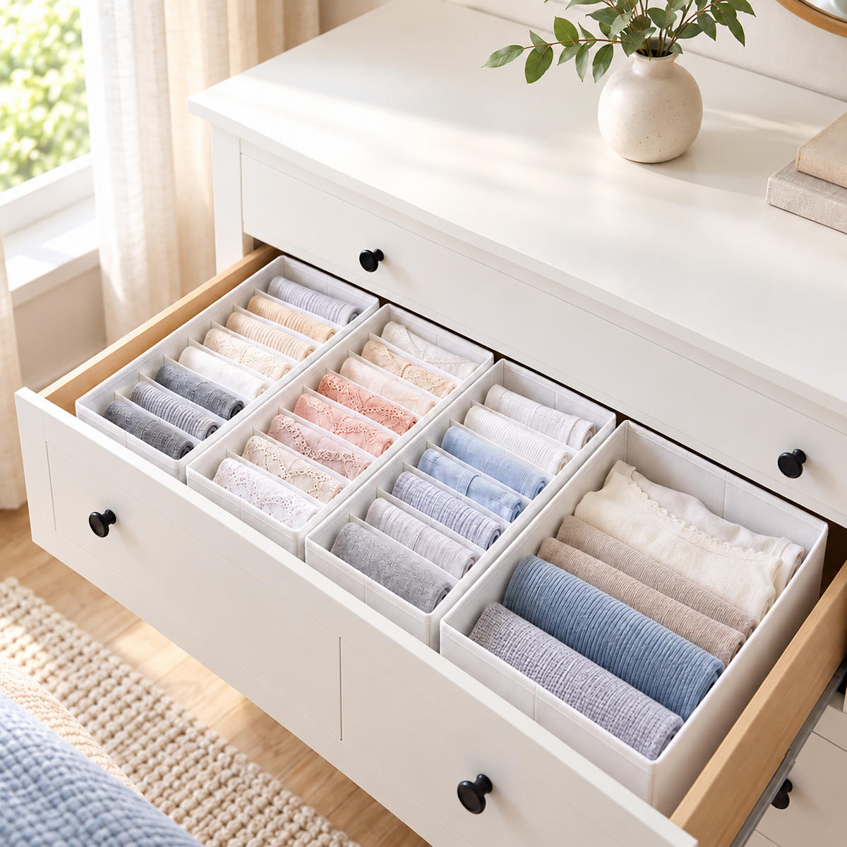 ORGANIZÉR Bílý 8dílná-sada - bílá, textil/papír (17/11/40cm) - Relaxdays