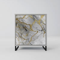 SIDEBOARD TIMELESS GLIDE, Grau, 57,5x42x67,5 cm, Schwarze Metall-Rahmenfüße - Multicolor/Schwarz, Holzwerkstoff/Metall (57.5/67.5/42cm) - SpaceRebels