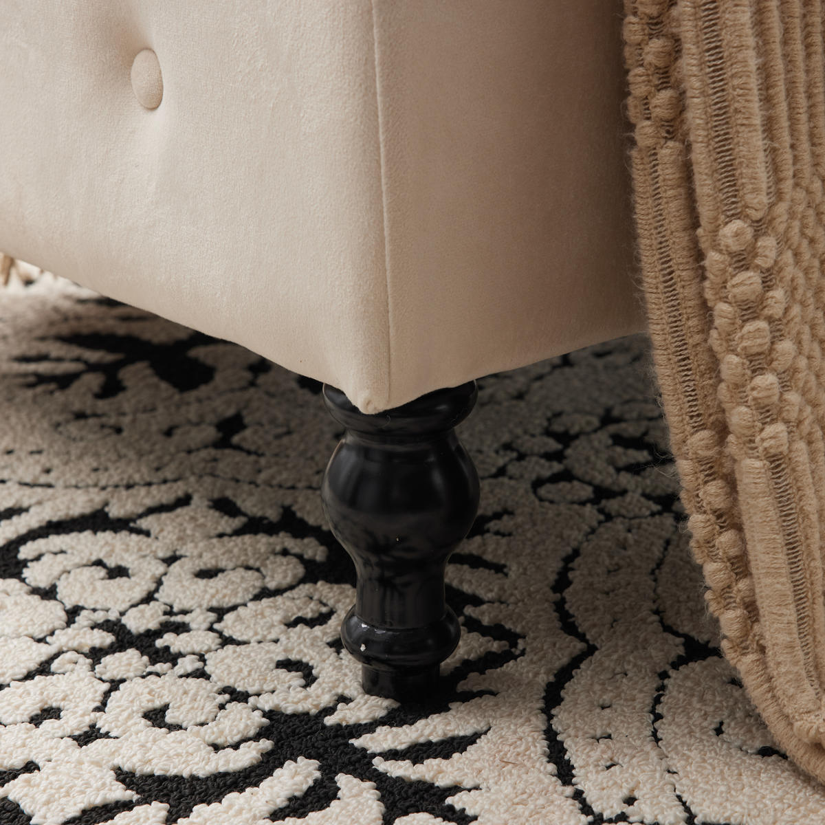RÉCAMIERE Samt Beige mit Stauraum mit Kissen - Beige, Holz/Holzwerkstoff (144/69/62cm) - WISHDOR