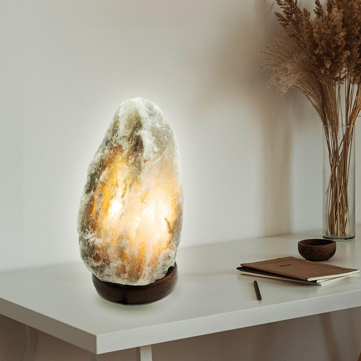 TISCHLEUCHTE Stein Holz Grau - Grau, Holz (11.4/11.4/20.3cm) - Globo Lighting