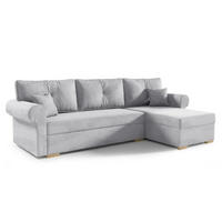 ECKSOFA LION, L-Form mit Schlaffunktion und Bettkasten, Hellgrau, Veloursstoff, rechts - Hellgrau, Textil (238/85cm) - Sepro Meble