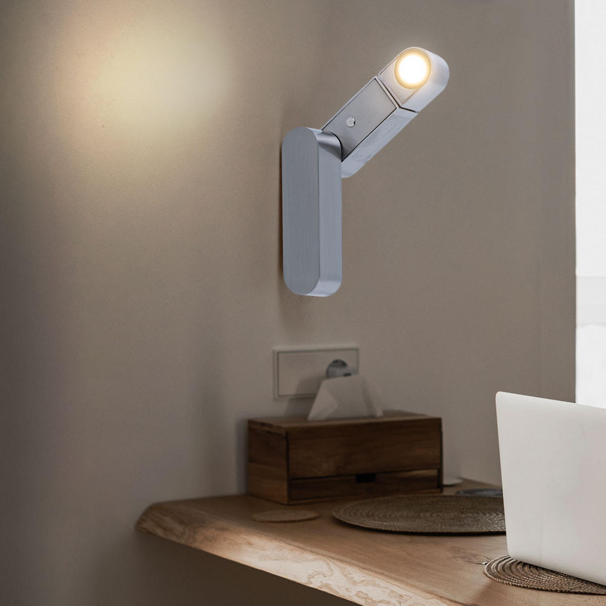 LED WANDLEUCHTE GUFA Silber Matt - Silberfarben, Kunststoff (7.5/23.5/14cm) - Globo Lighting