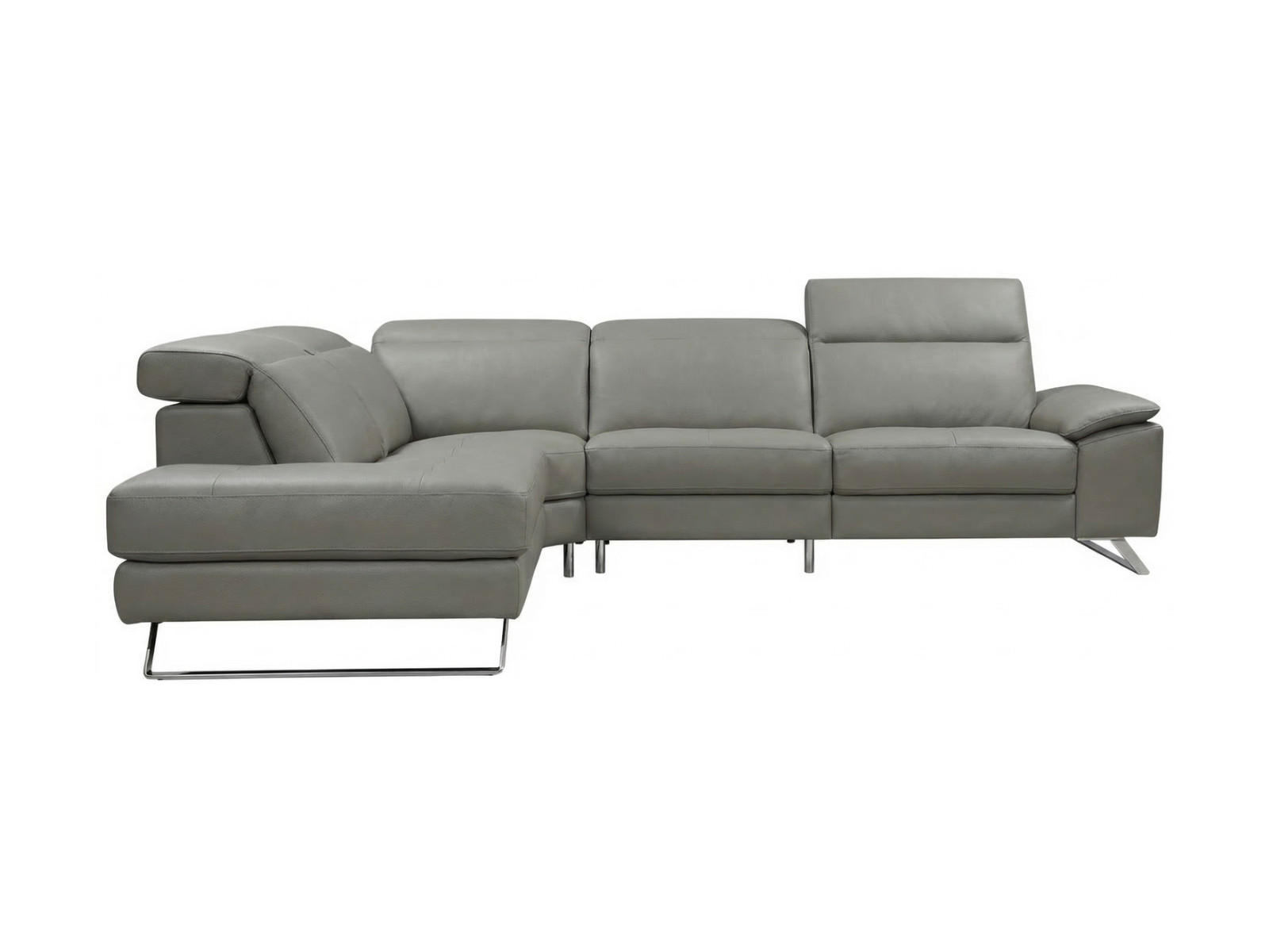 ECKSOFA Genius Echtleder Perlgrau - Hellgrau, Leder/Metall (230/264cm)