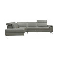 ECKSOFA Genius Echtleder Perlgrau - Hellgrau, Leder/Metall (230/264cm)