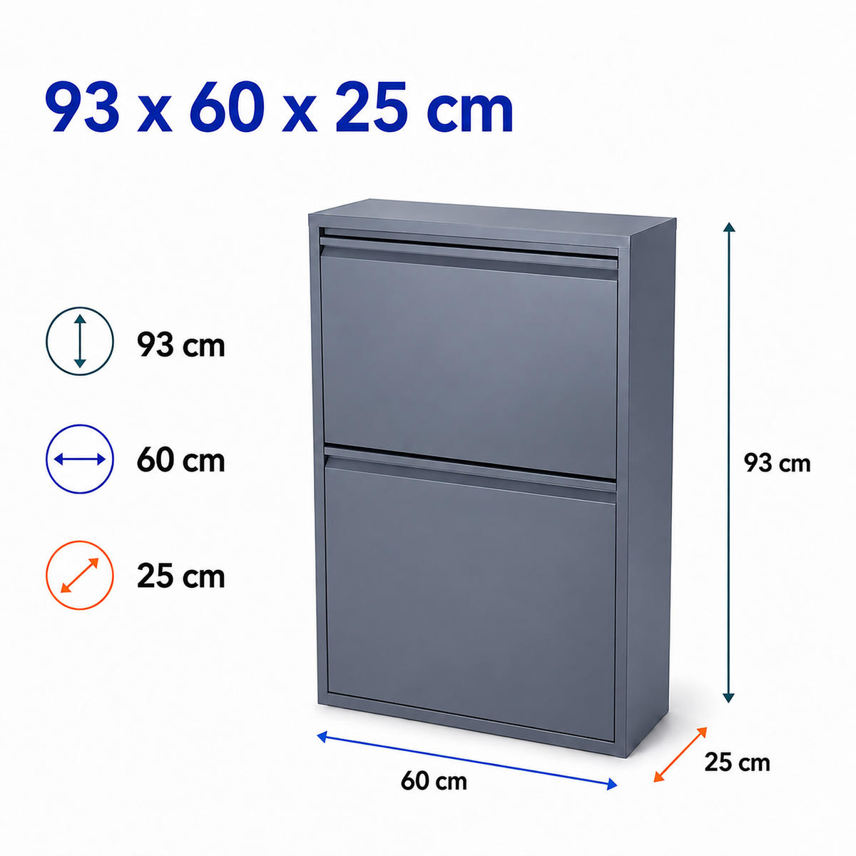 SOPKÄRL Antracit 4-fack metall 4x18 l - Antracit, Metall/Plast (60/93/25cm) - Relaxdays