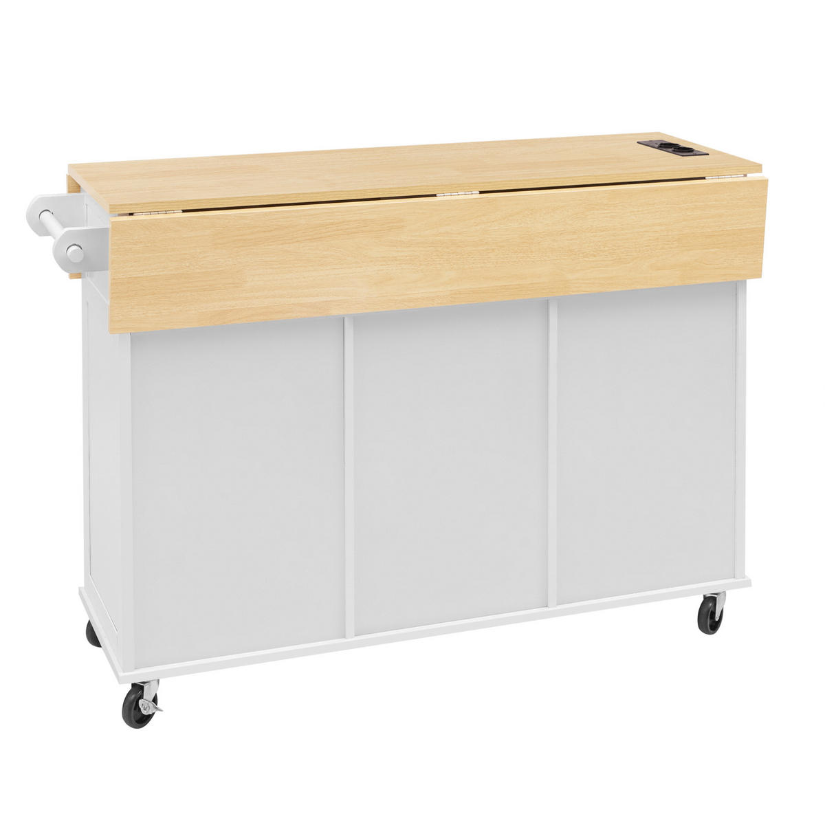 KÜCHENINSEL mit Klapptisch 120 x 40-60-80 x 92 cm Weiß/Natur - Weiß, Holz (80/92/120cm) - Beauniv