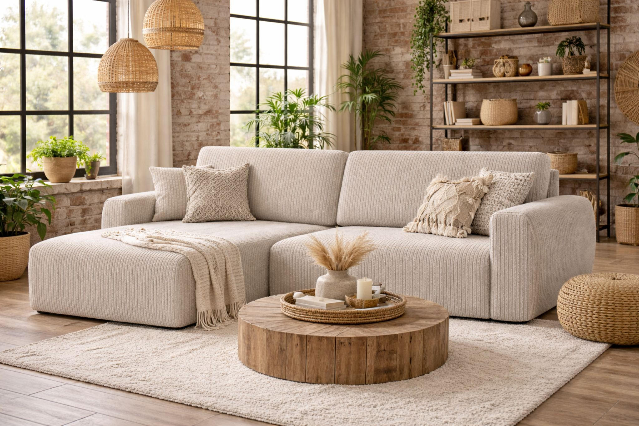 Kaiser Möbel Ecksofa Beige 250x142 cm