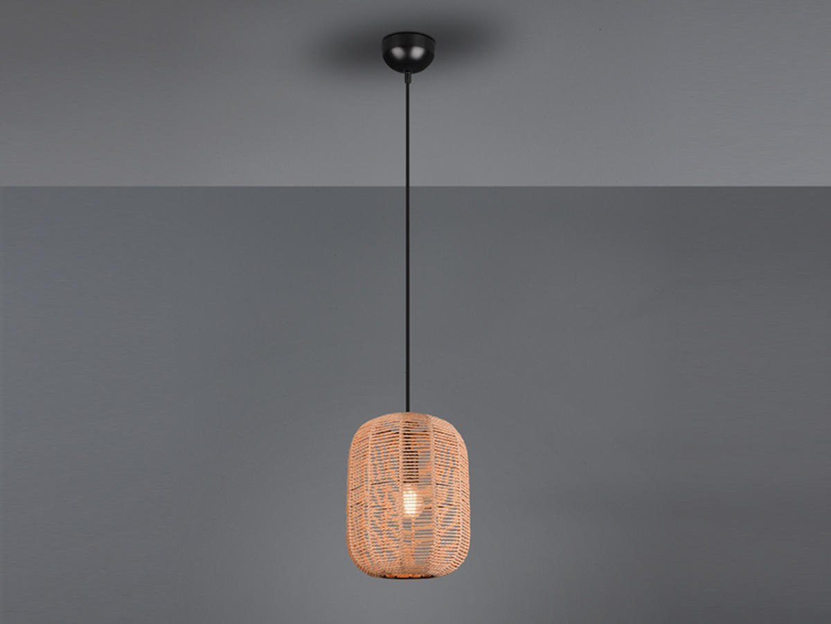 LED-HÄNGELEUCHTE mit Lampenschirm aus Sisal Ø25cm - Naturfarben, Naturmaterialien/Metall (25/25/150cm) - meineWunschleuchte