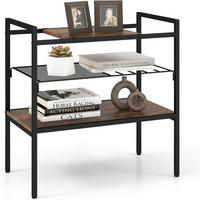 BEISTELLTISCH 61cm Metall - Alteiche, Metall (60/34/61cm) - COSTWAY