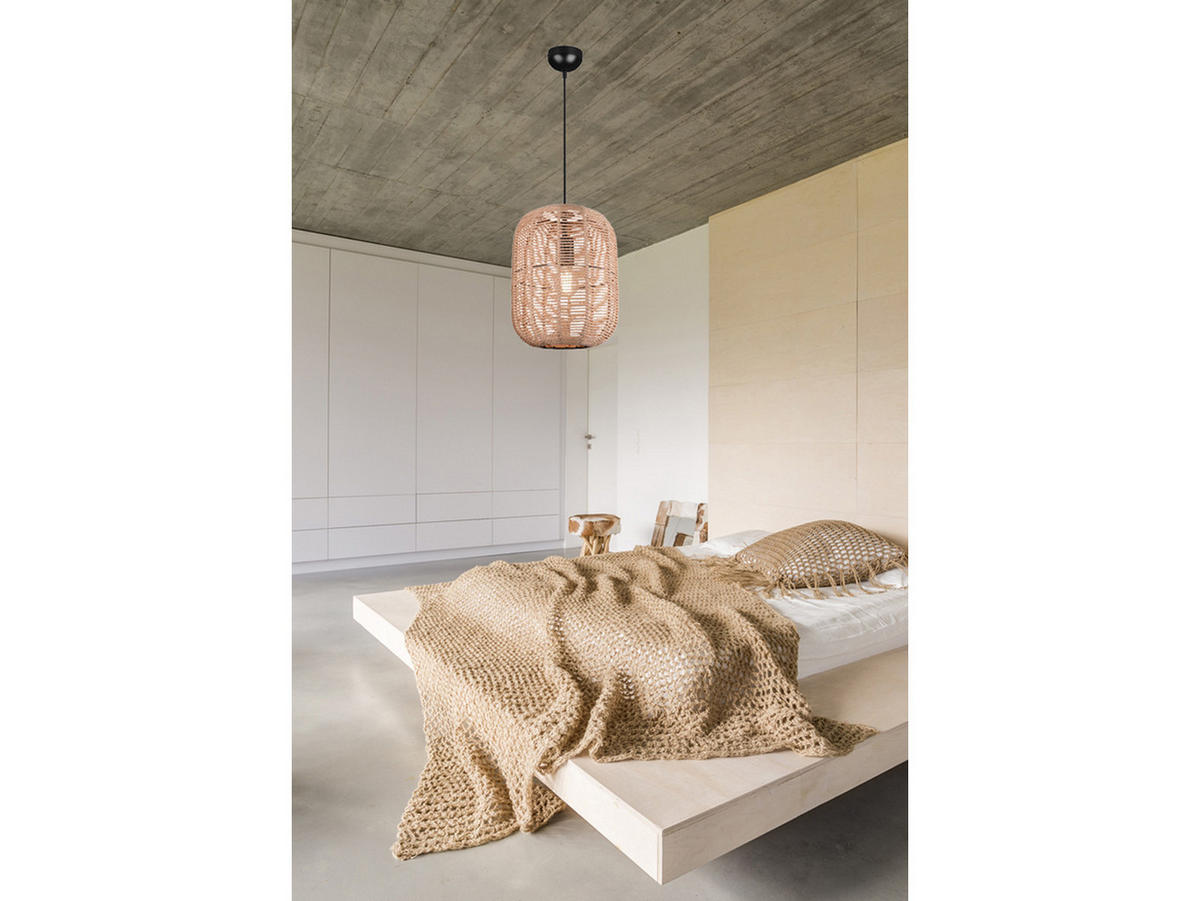 LED-HÄNGELEUCHTE mit Lampenschirm aus Sisal Ø35cm - Naturfarben, Naturmaterialien/Metall (35/35/150cm) - meineWunschleuchte