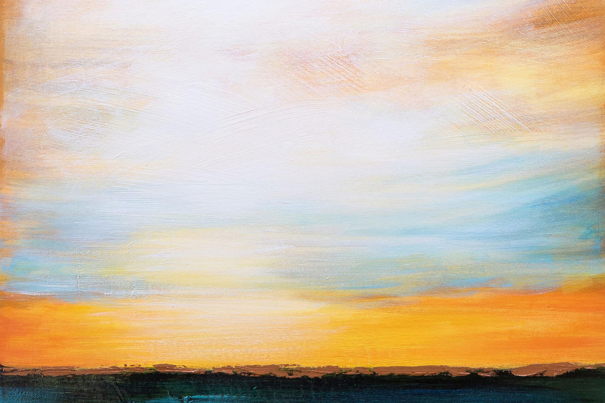 ACRYLBILD HANDGEMALT 60/90 cm - Blau/Gelb, Textil (60/90cm) - KUNSTLOFT
