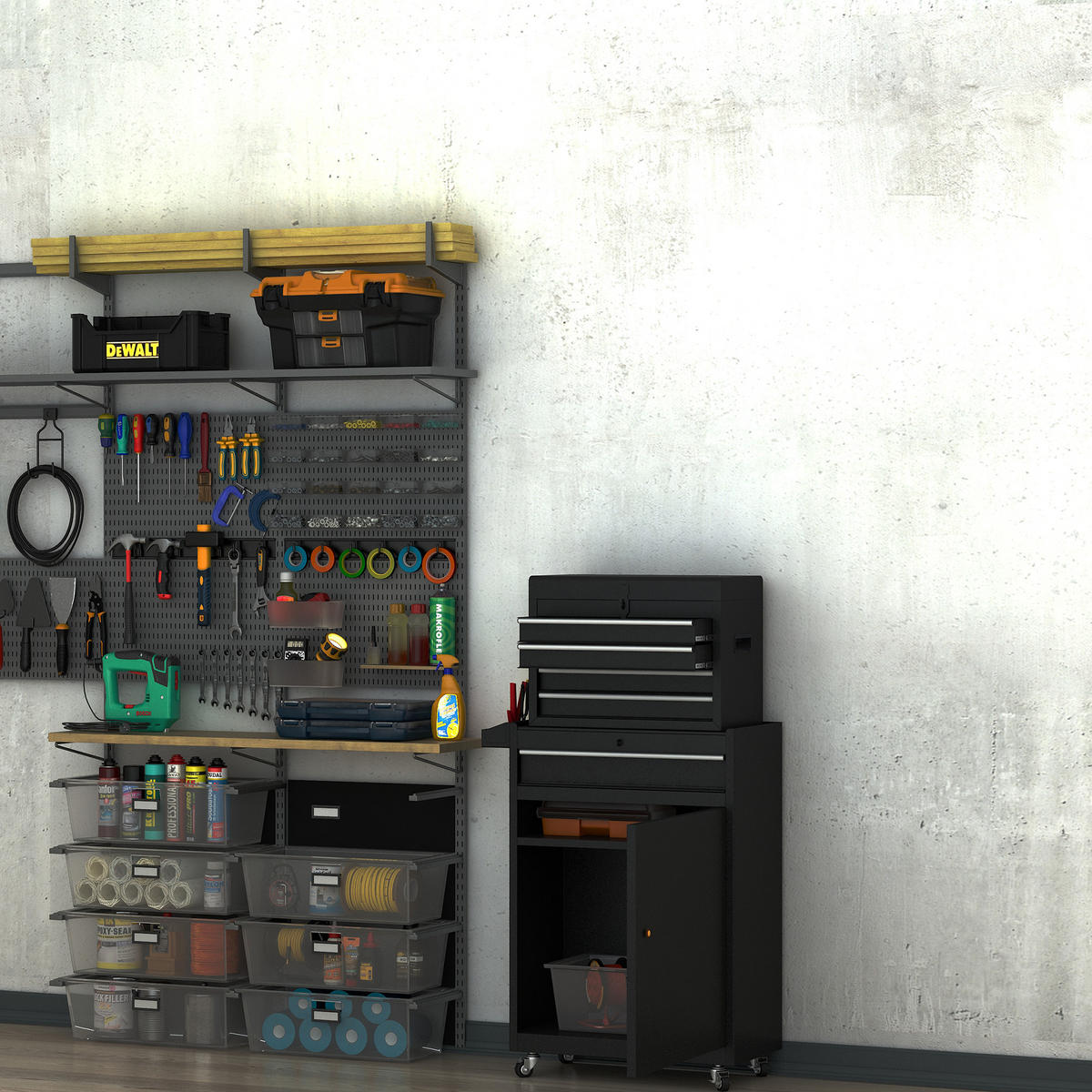 WERKSTATTWAGEN Werkzeugschrank - Schwarz, Metall (28/104.5/60cm) - DURHAND