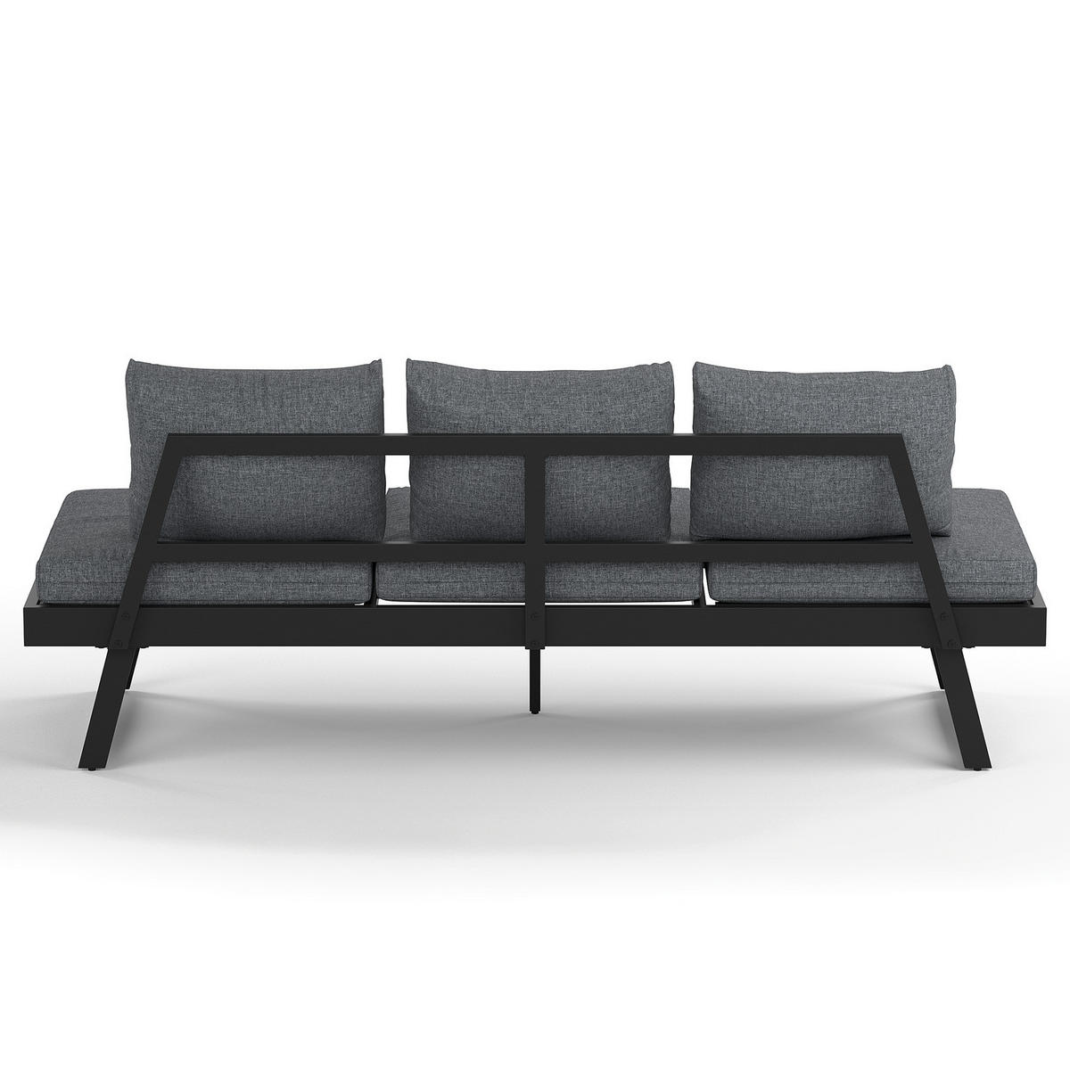LOUNGESOFA - Aluminium / Polyester - Grau / Anthrazit - Anthrazit, Textil/Metall (204/69/70cm) - home24