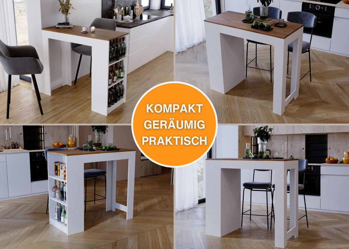 BARTISCH Nussbaumfarben 103/50.5/115cm - Nussbaumfarben/Weiß, Holzwerkstoff (115/103/50.5cm) - CraftPAK