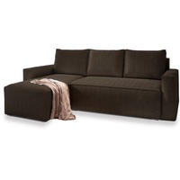 ROHOVÁ SEDAČKA POTARO hnědá - šedá/hnědá, dřevo/textil (232/140cm) - MASSENO