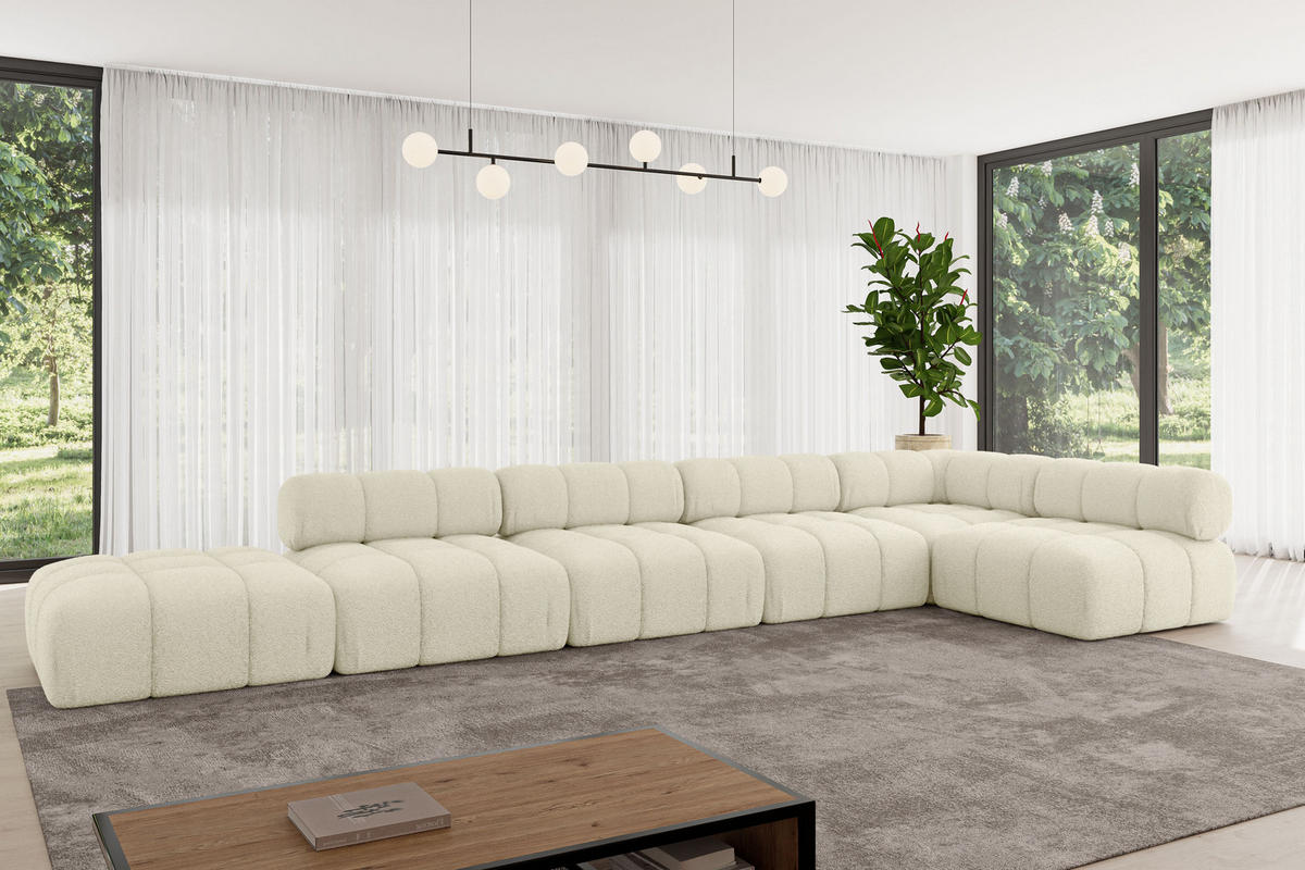 ECKSOFA modulares Sofa Favio-L3 - 475x190x70 cm Beige Bouclé - Beige, Holzwerkstoff/Textil (475/190cm) - ALTDECOR