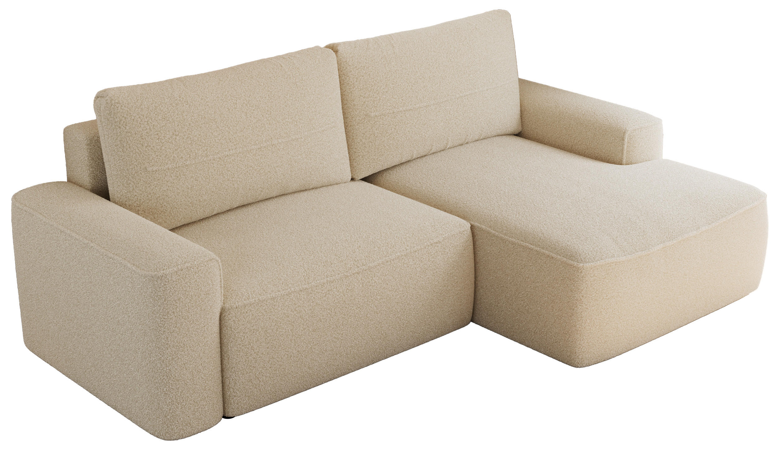 ECKSOFA BELLUNO L Beige Boucle - Rechts - Beige/Schwarz, Textil (233/144cm) - MKS